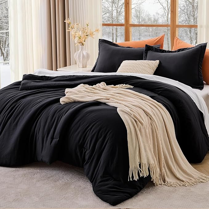MUXHOMO Black Full Comforter Sets, All Season Ultra Soft Down Alternative by MUXHOMO