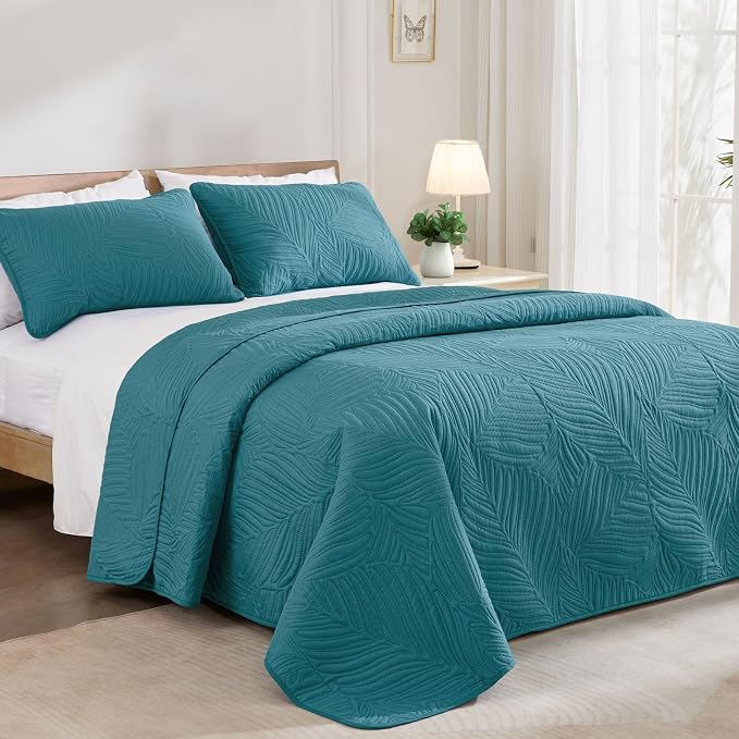Exclusivo Mezcla Twin Quilt Bedding Set, Lightweight Teal Quilts Twin Size - Image 2