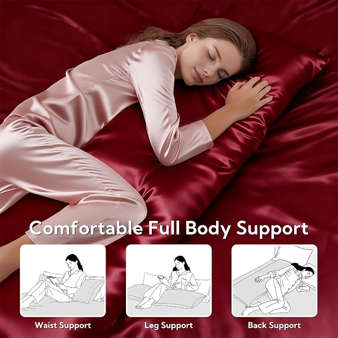 MR&HM Satin Body Pillow Cover, Soft and Breathable Body Pillow Case - Image 5
