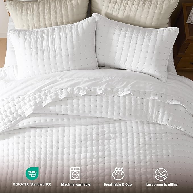 WDCOZY White Twin Size Quilt Bedding Sets - Image 7