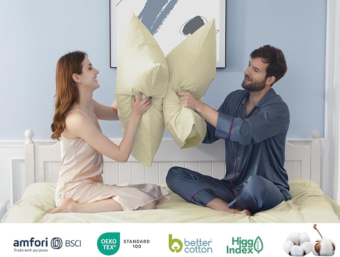 Pillow Cases, King Size Cotton Percale Weave Pillowcases, Pre-Shrunk Breathable - Image 5
