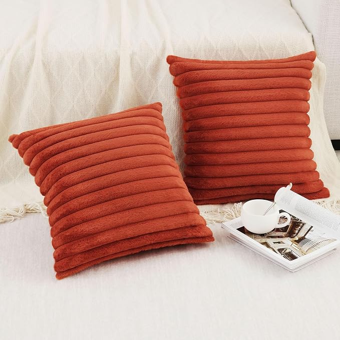 Pallene Faux Fur Plush Fall Throw Pillow Covers 26x26 Set of 2, Luxury Soft - Image 4