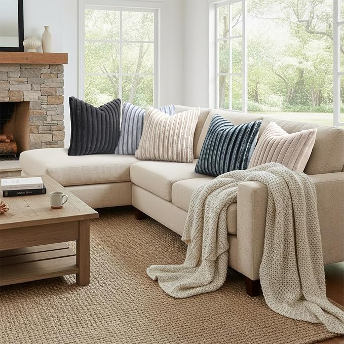 decorUhome Cozy Faux Fur Throw Pillow Covers 24x24 Set of 2 Decorative Soft - Image 7