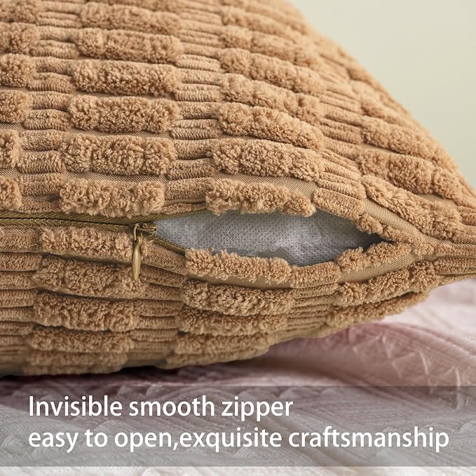 Aegero Pack of 2 Corduroy Decorative Throw Pillow Covers 12x20 Inch Soft - Image 3