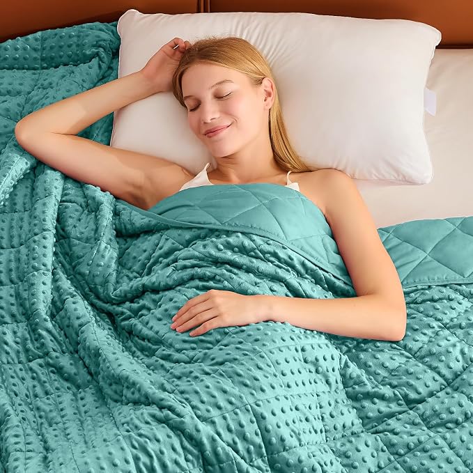 Teal Weighted Blanket for Adults 20lbs, Twin Full Size Cooling Minky Heavy by BETU