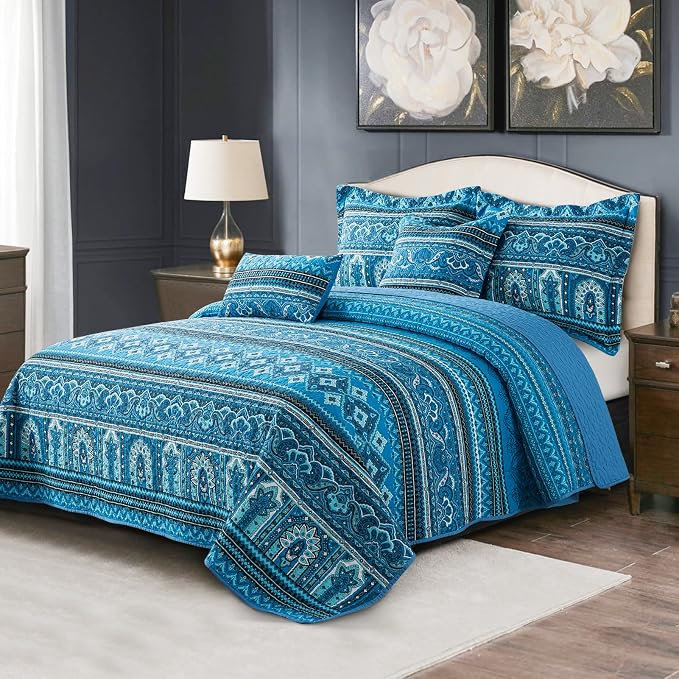 BEDIFANY Cotton Queen Quilt Sets, Lightweight Boho Queen Size Quilt Bedding Set - Image 2
