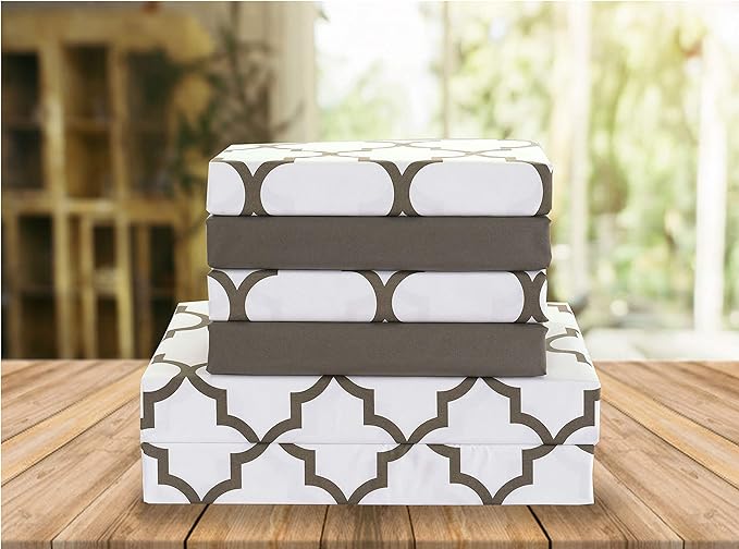 Elegant Comfort Luxury Soft Bed Sheets Quatrefoil Pattern by ELEGANTCOMFORT