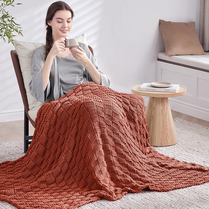 Knitted Weighted Blanket Adult, No Beads Heavy Blanket 60” x 80'' 17lbs - Image 7