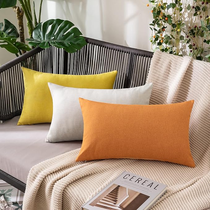 MIULEE Pack of 2 Decorative Outdoor Solid Waterproof Throw Pillow Covers Faux - Image 5