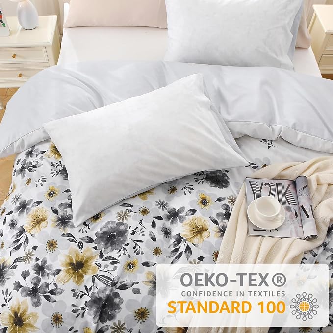 MUXHOMO Duvet Cover Queen Size, Reversible Floral Vintage Duvet Cover Set - Image 2