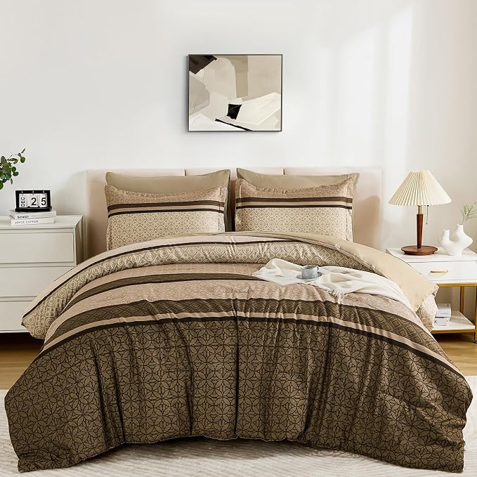WONGS BEDDING 7 Pieces Comforter Set Queen Size, Minimalist Geometric Soft - Image 9