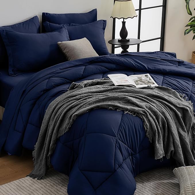 HEVUMYI Navy Blue King Comforter Set by HEVUMYI