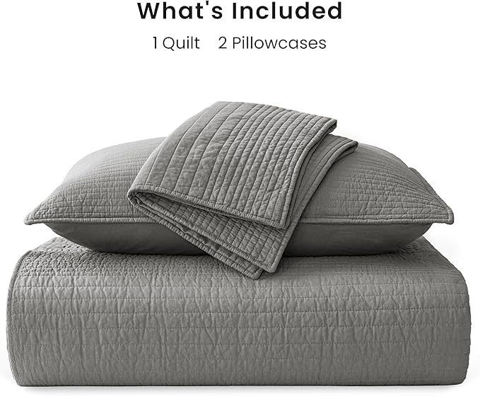 Love's cabin King Size Cotton Quilt Set, 100% Cotton Fabric Striped Textured - Image 7