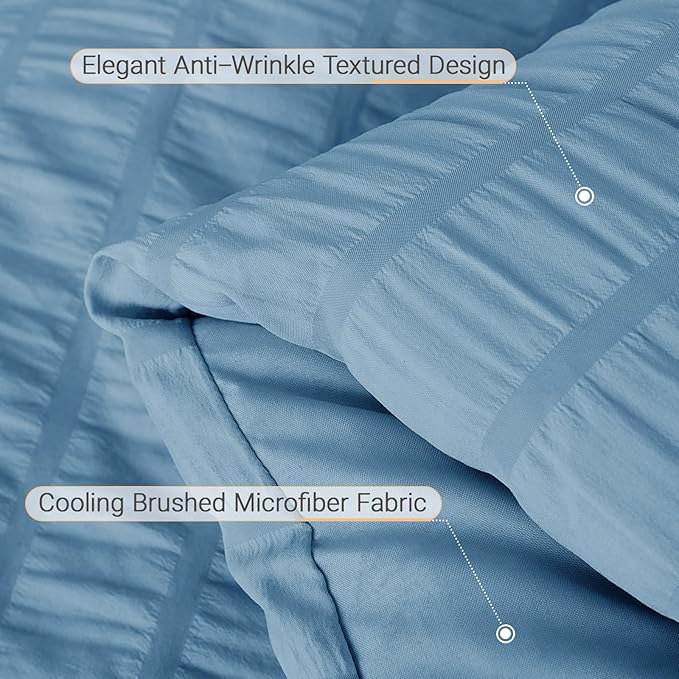MUXHOMO 7 Pieces Full Comforter Set, Seersucker Bed in a Bag Full Size - Image 5