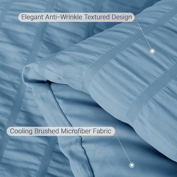 MUXHOMO 5 Pieces Twin XL Comforter Set, Seersucker Bed in a Bag Twin XL Size - Image 5