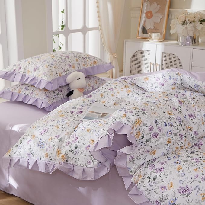 mixinni Floral Duvet Cover Set Twin XL Size, 100% Cotton 3-Piece Bedding Set - Image 4