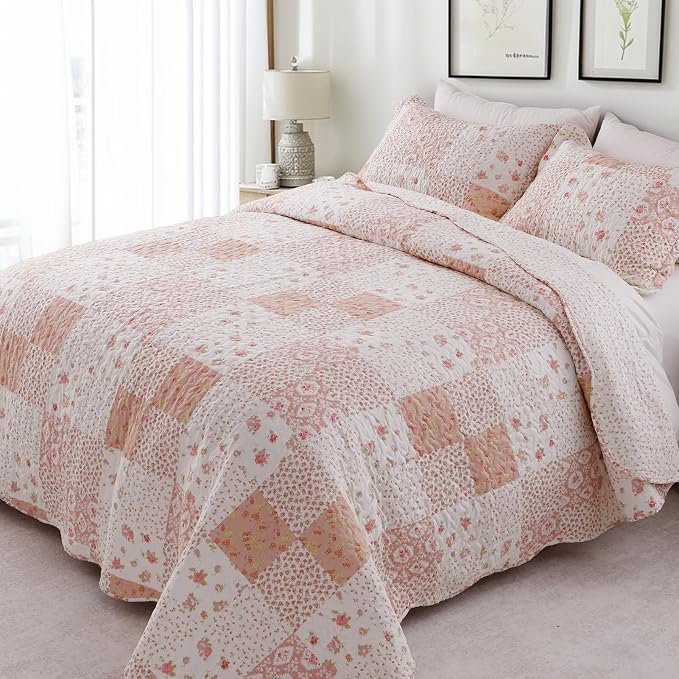 GOONE Queen Quilt Set, Reversible, Washed Coverlet, 2 Pillow Shams, Spring & - Image 8