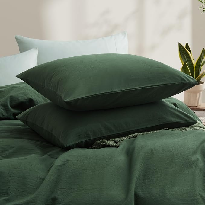 LOVQUE 100% Washed Cotton Duvet Cover Set King Size, Linen Like Natural Bedding - Image 3