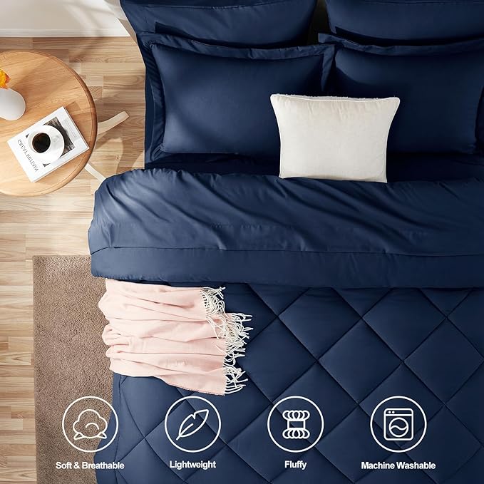 CozyLux Twin XL Comforter Set Navy Blue - Image 2