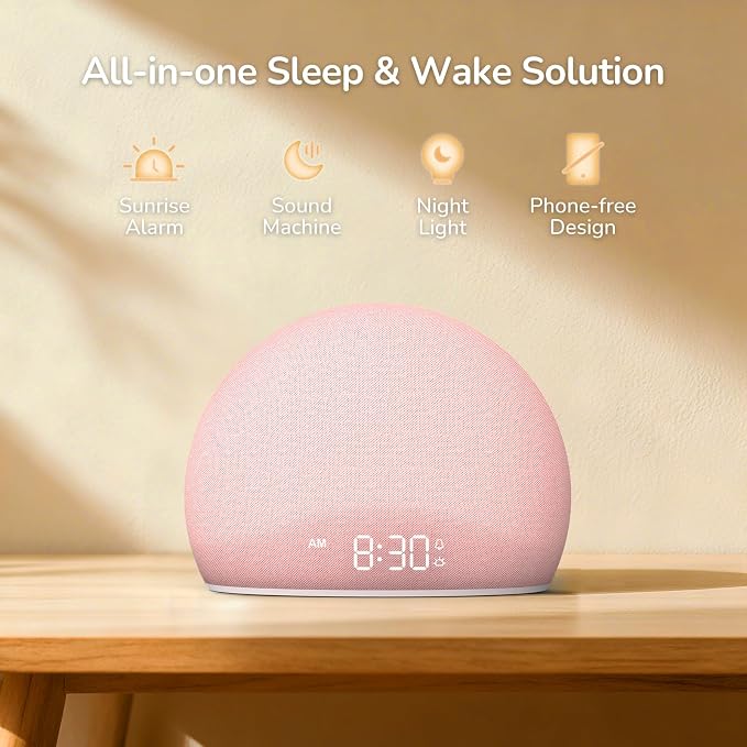 HOUSBAY Sunrise Alarm Clock, 20 Soothing Sleep Aids, Dimmable Display, - Image 2