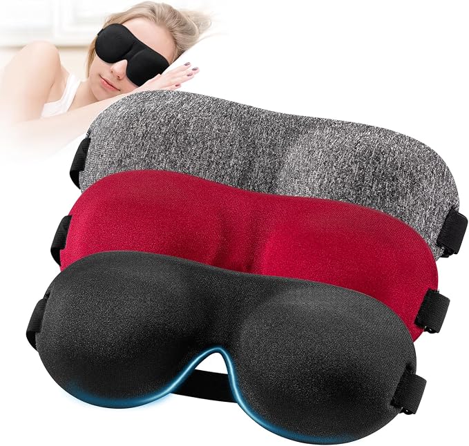 YIVIEW Sleep Mask for Back and Side Sleeper Pack of 3, 100% Light Blocking 3D by YIVIEW