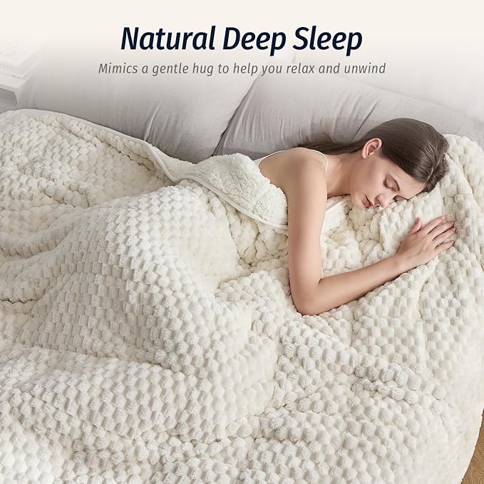 Wemore Fleece Weighted Blanket for Adults, Dual Sided Cozy Soft Sherpa Heavy - Image 3