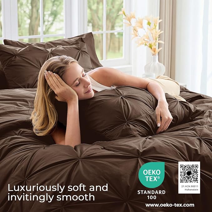 Sasttie Twin XL Comforter Set, 5-Piece Bed in a Bag, Pintuck Bedding Sets - Image 3