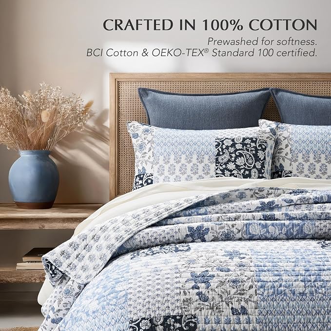 EverGrace Cotton Quilt Set Queen Size, 100% Cotton Reversible Lightweight - Image 3