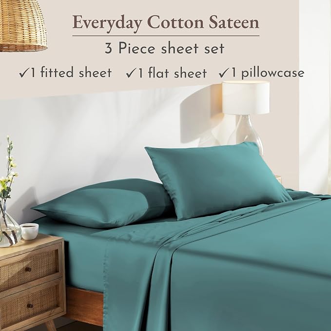 California Design Den Natural 100% Cotton Bed Sheets Twin Size Set - Image 4