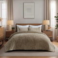 EVERGRACE Velvet Quilt Set Queen Size, Luxurious Soft Striped Channel Bedding by EverGrace