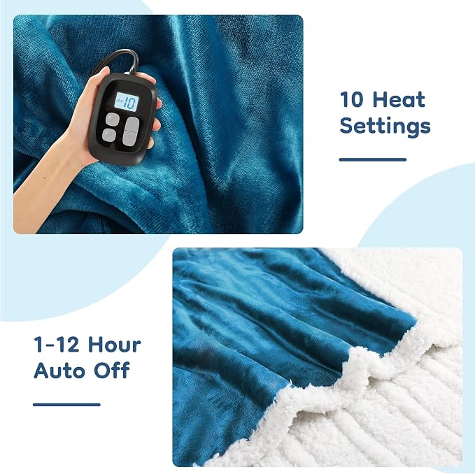 LaffyLo Electric Heated Blanket Twin Size 62 x 84, Fast Heating Blanket - Image 3