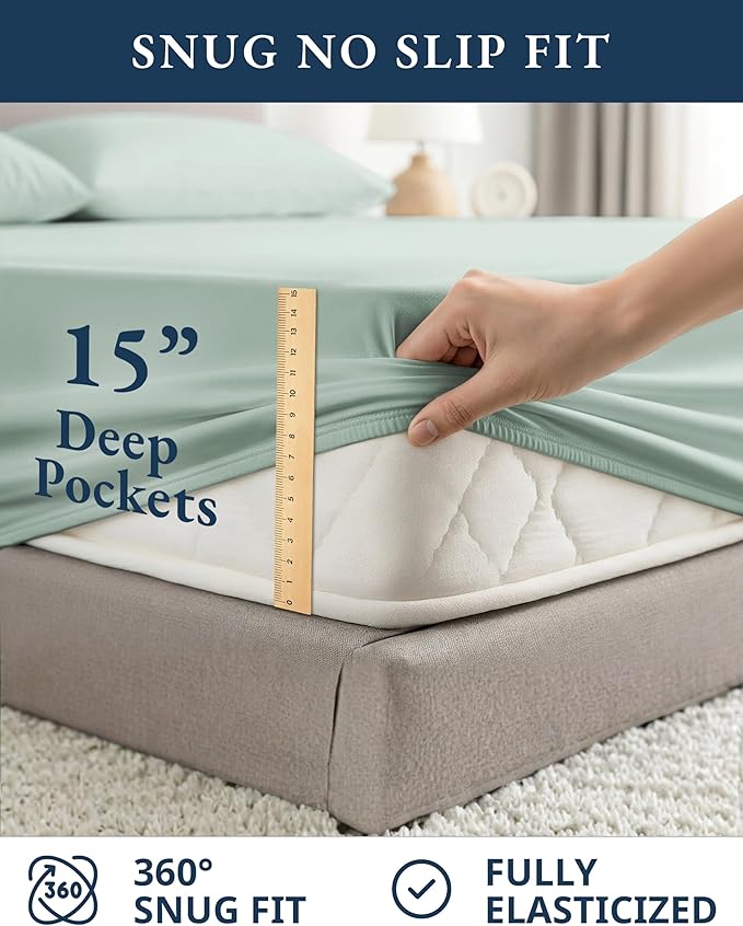 LANE LINEN 100% Organic Cotton Full Sheets Set, Soft & Comfy Percale Weave - Image 7