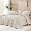 Andency Oversized King Comforter 120''x120'', 3 Pieces Beige Super King Boho by Andency