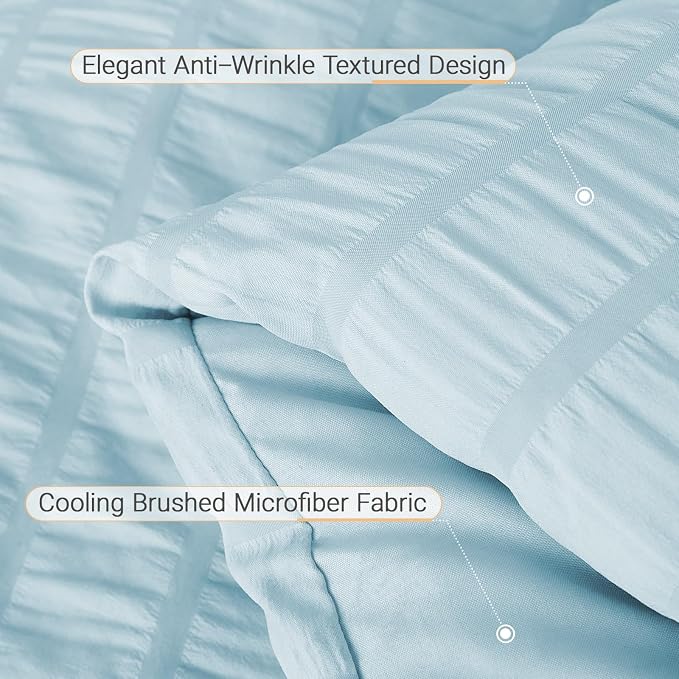 MUXHOMO 7 Pieces Full Comforter Set, Seersucker Bed in a Bag Full Size - Image 6