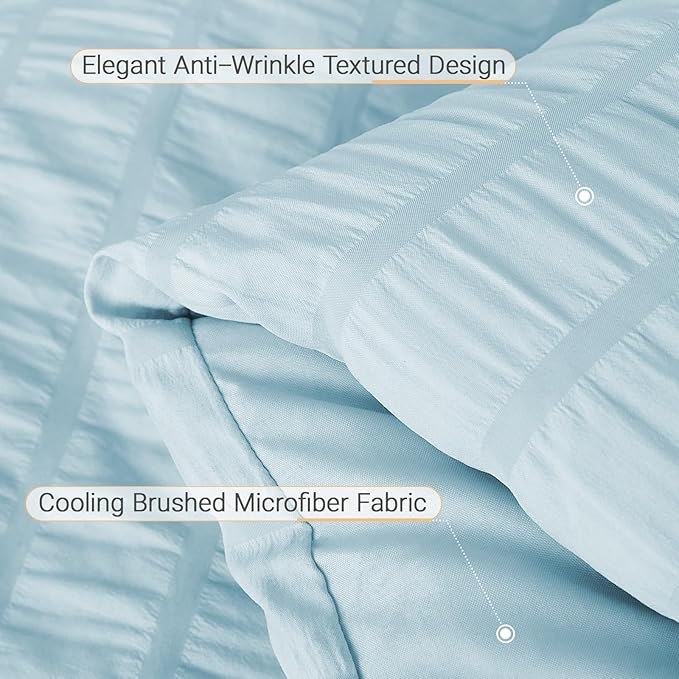 MUXHOMO 5 Pieces Twin Comforter Set, Seersucker Bed in a Bag Twin Size - Image 6