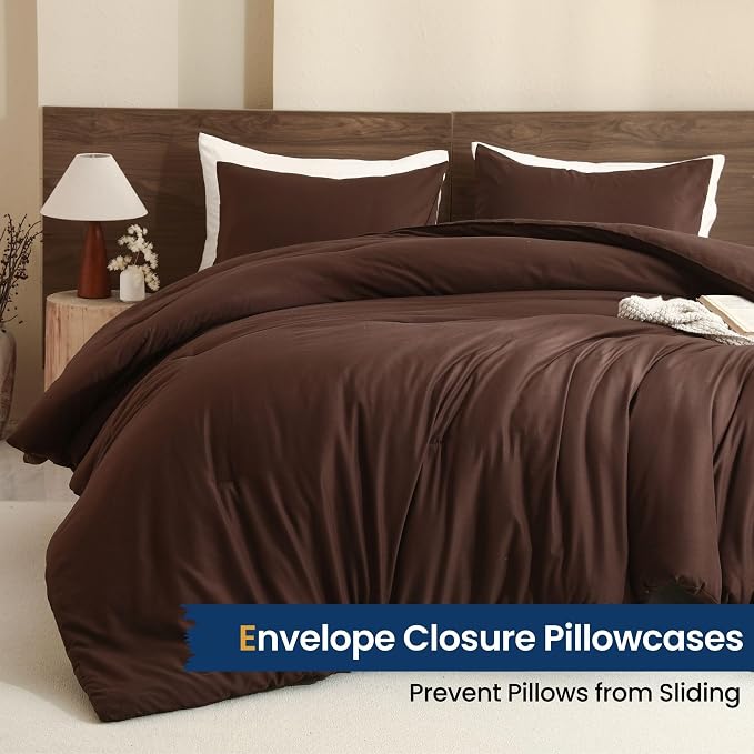 Paxrac Brown Oversized Queen Comforter Set 98x98In, 3 Pieces Comforter Set - Image 5