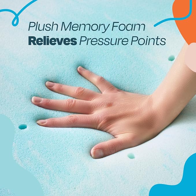 Linenspa 3 Inch Swirl Gel Memory Foam Mattress Topper, Queen Size – Cooling Gel - Image 3