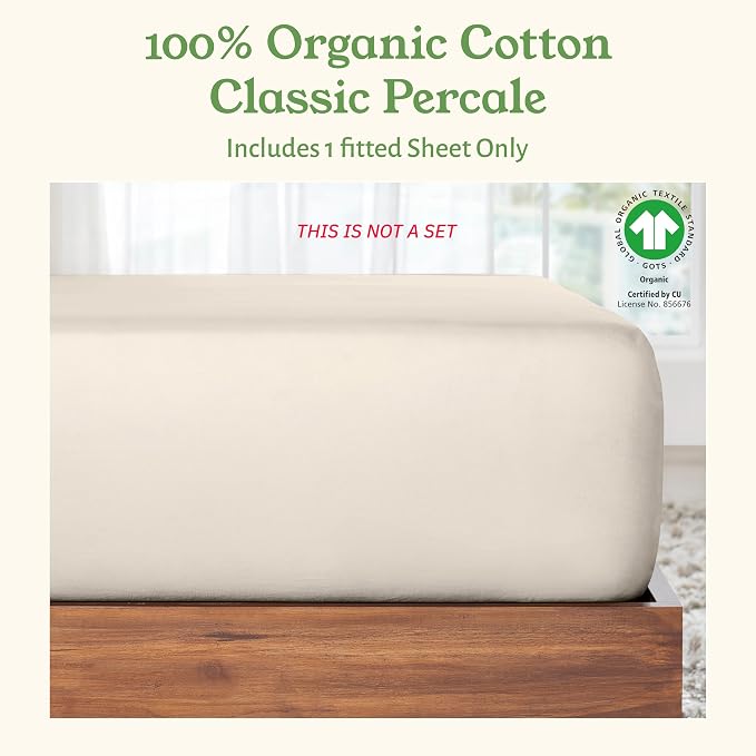 California Design Den 100% Organic Cotton Twin XL Fitted Sheet Only, Deep - Image 4