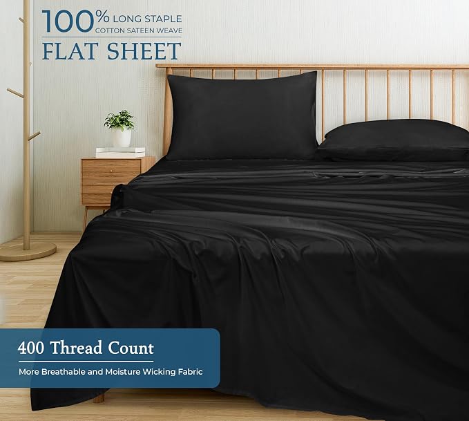 Royale Linen 400 Thread Count 100% American Grown Cotton Flat Sheet - Image 4