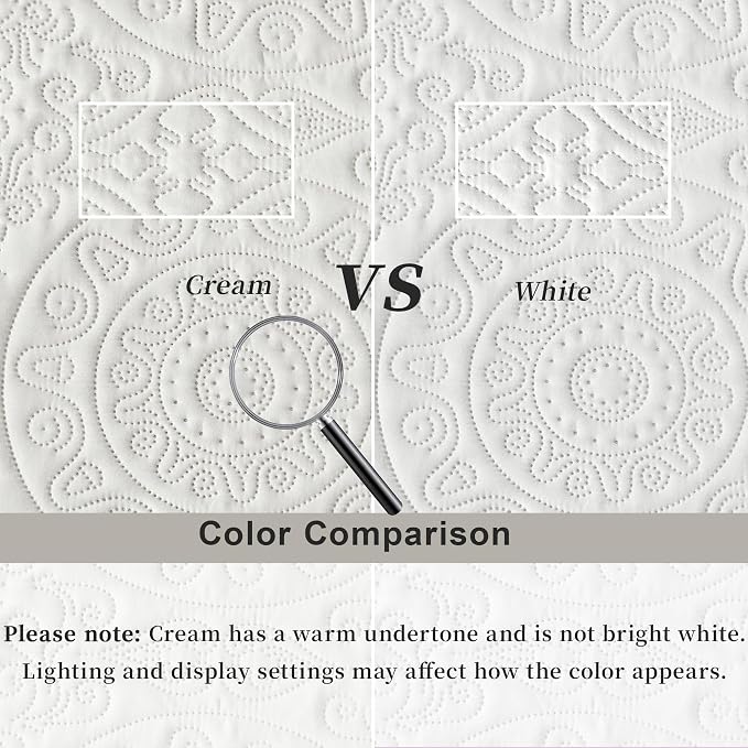 WURUIBO Cream White Quilt Set Twin Size, Embossing Microfiber Bedspreads - Image 4