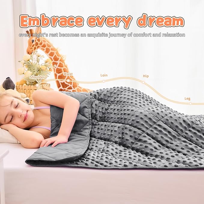 Grey Weighted Blanket Kids 7lbs, Breathable Cooling Minky Heavy Throw Blanket - Image 4