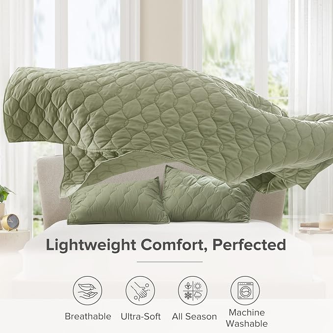 Comfort Spaces Queen Quilt Set Modern Reversible Ogee Coverlet Queen Bedding - Image 3