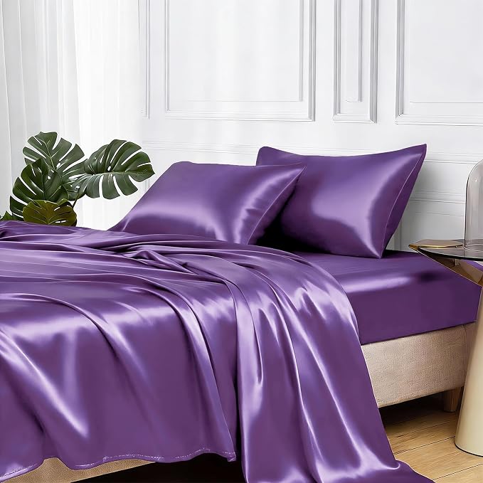 MR&HM Satin Bed Sheets, Twin XL Size Sheets Set by MRHM