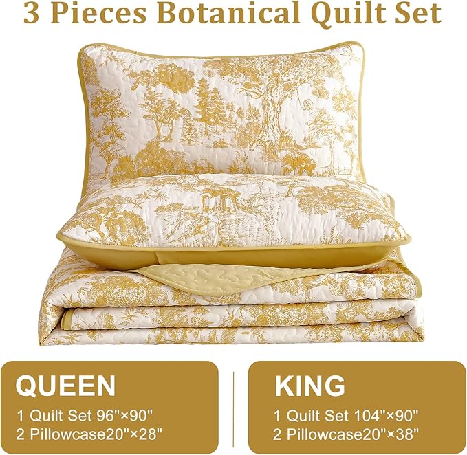 WONGS BEDDING Botanical Quilt Set Queen Size - Image 7