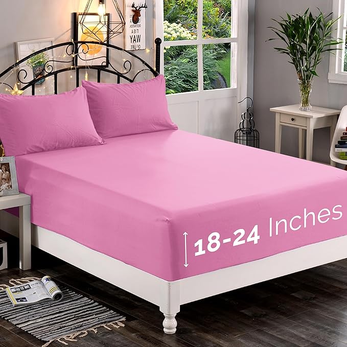 Elegant Comfort 1500 Premium Quality Fitted Sheet Ultra Soft 18-24 Inch Extra by ELEGANTCOMFORT