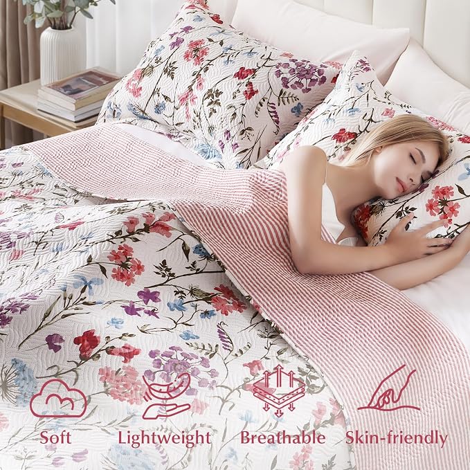 GOONE XL Queen Quilt Set 90"x96", Lightweight Quilts Queen Size - Image 5