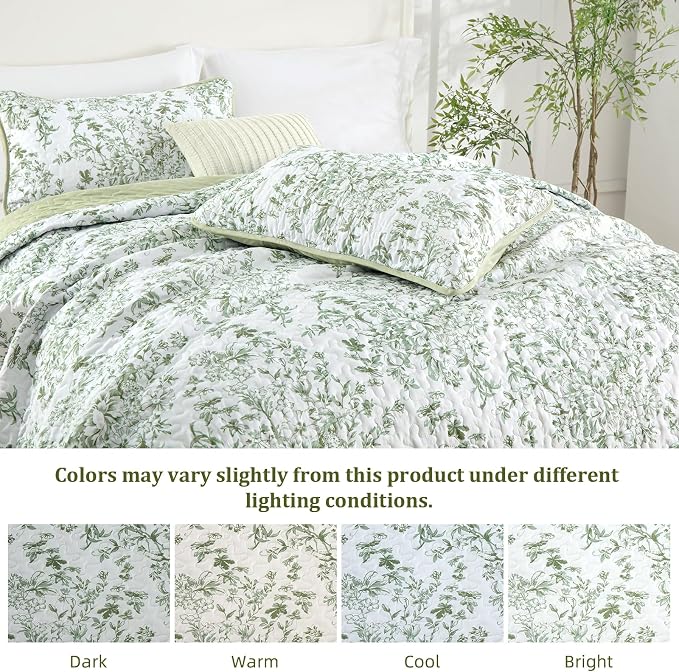 WONGS BEDDING California King Quilt Sets, Sage Green Quilt Bedding Set - Image 6