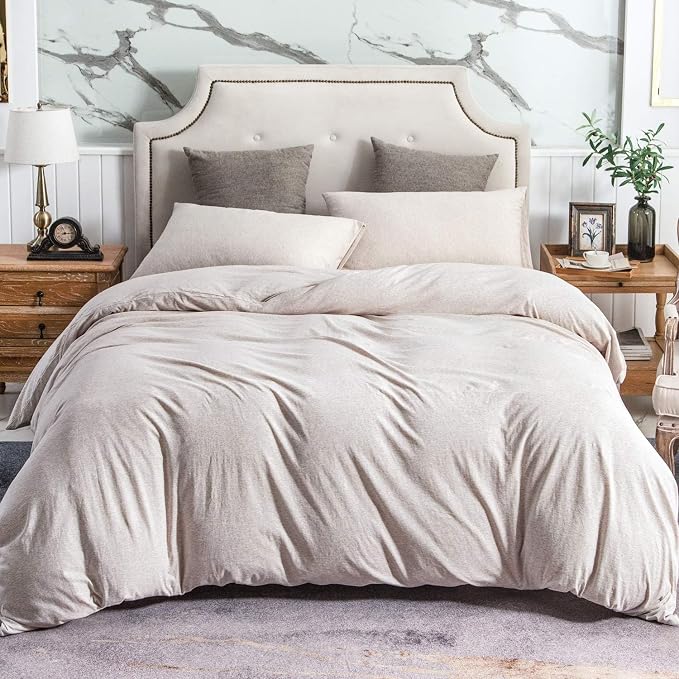 PURE ERA Jersey Knit Duvet Cover Set 100% T-Shirt Cotton Super Soft Comfy 3pc - Image 6