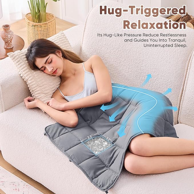Weighted Lap Blanket for Adults 5lbs, Portable Travel Weighted Blankets - Image 3