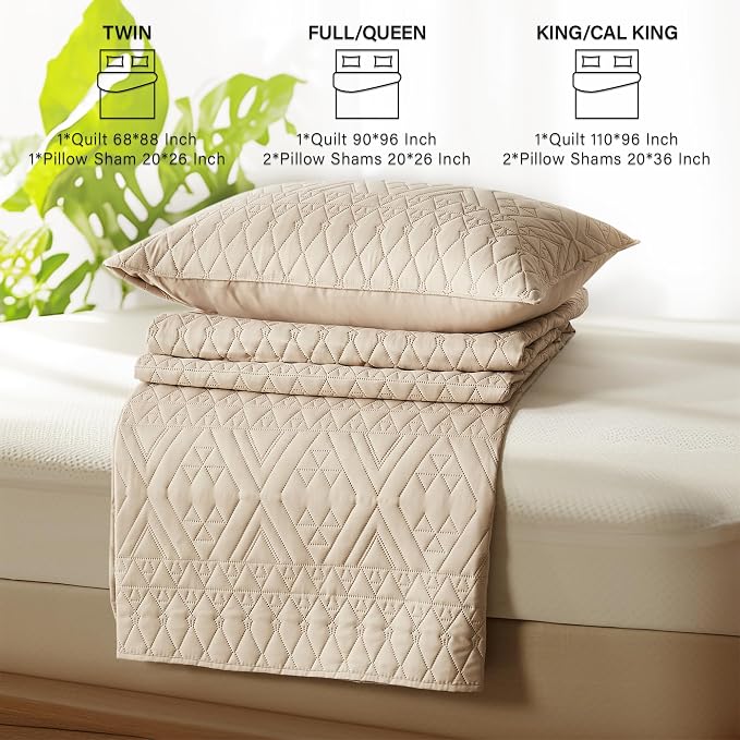 akkialla King/Cal King Size Quilt Bedding Set, Modern Style Geometric Pattern - Image 7